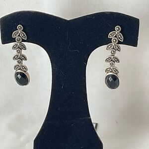 Elegant Black and Silver Drop Earrings